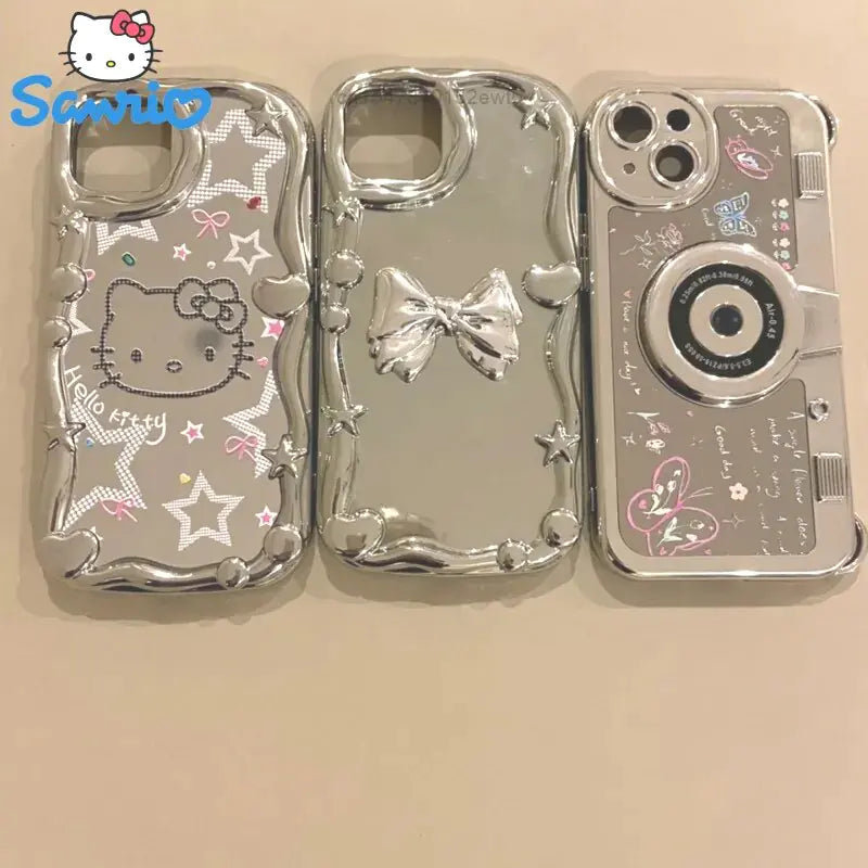 Hello Kitty Kuromi Electroplated Silver Phone Case